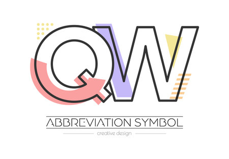 Letters Q and W. Merging of two letters. Initials logo or abbreviation symbol. Vector illustration for creative design and creative ideas. flat style.のイラスト素材