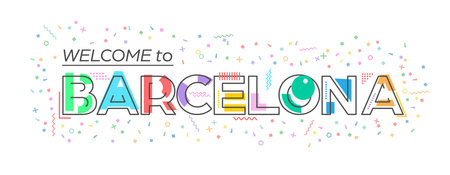 Welcome to Barcelona. Vector lettering for greetings, postcards, posters, posters and banners. flat designのイラスト素材