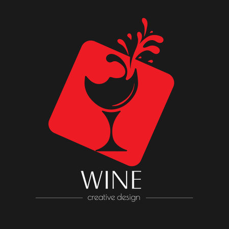 wine. Template for a logo, label, emblem or sticker. Visualization for menus, websites and applications. flat styleのイラスト素材