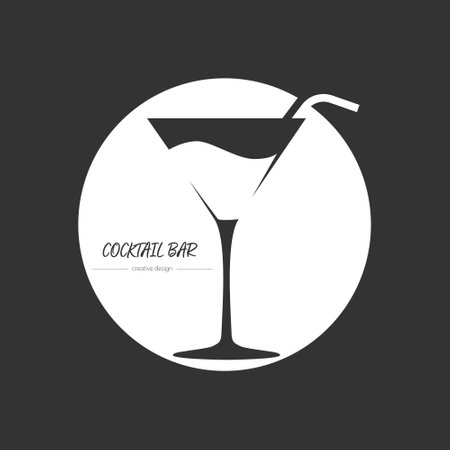 Cocktail. Template for a logo, label, emblem or sticker. Visualization for menus, websites and applications. flat styleのイラスト素材