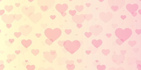 Seamless color gradient pattern of hearts. Illustration for banners, posters, textures, textiles and simple backgrounds.のイラスト素材