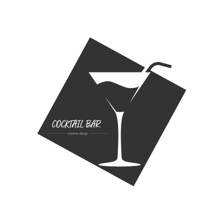 Cocktail. Template for a logo, label, emblem or sticker. Visualization for menus, websites and applications. flat styleのイラスト素材