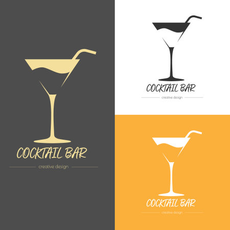 Cocktail. Template for a logo, label, emblem or sticker. Visualization for menus, websites and applications. flat styleのイラスト素材