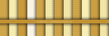 set of seamless gold patterns. Golden ornament for backgrounds, banners, advertising and creative design. flat styleのイラスト素材