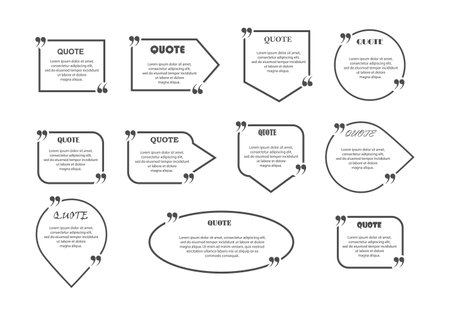 Set of text fields of different shape and configuration, callout for quote, text, phrase or message, flat designのイラスト素材