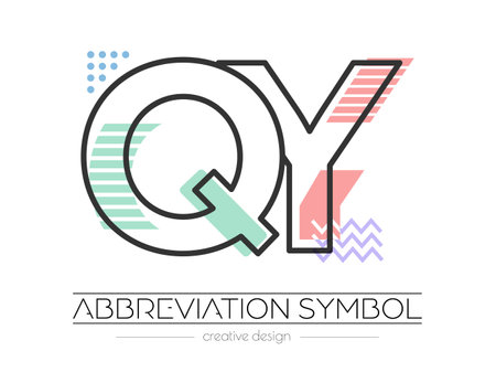 Letters Q and Y. Merging of two letters. Initials logo or abbreviation symbol. Vector illustration for creative design and creative ideas. flat style.のイラスト素材