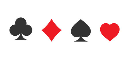 A set of icons of the suits of playing cards. casino card symbols. flat styleのイラスト素材