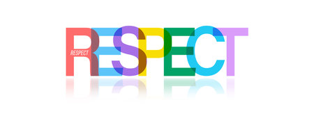 RESPECT. Colorful typographic banner. Vector illustration for posters, posters and creative design. flat style.のイラスト素材