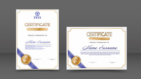 Certificate. The template of the form with the award badge. Modern design to confirm training, education and professional developmentのイラスト素材
