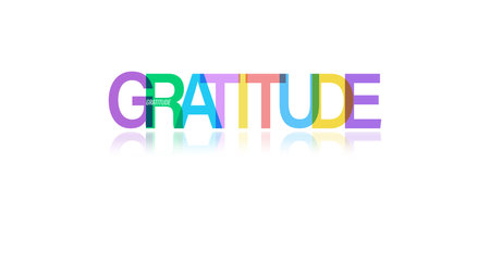 GRATITUDE. Colorful typographic banner. Vector illustration for posters, posters and creative design. flat style.のイラスト素材