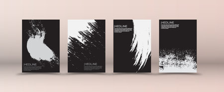 set of templates for banners, posters or covers with ink blots. Creative style for creative designのイラスト素材