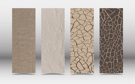 A set of vector layouts of plaster and cracks. A designer set for covers, banners, posters and creative ideas.のイラスト素材