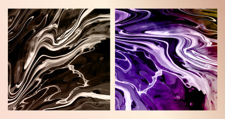 Colorful background with the effect of spreading liquid. Liquid art for the design of backgrounds, posters, covers and creative ideasのイラスト素材