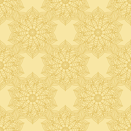 Seamless circular ornament in ethnic style. Decorative pattern in mandala style for creative ideas of textile decoration, packaging of simple backgrounds and creative designのイラスト素材