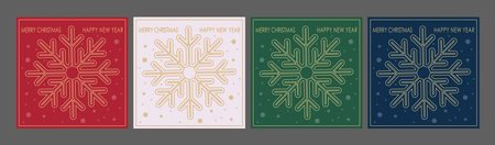 Christmas and New Year. Snowflake greeting template for postcards, banners and flyers. A set of...