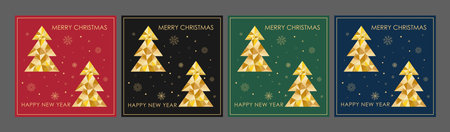 Merry Christmas and Happy New Year. A holiday greeting template for postcards, banners and flyers. A set of color optionsのイラスト素材