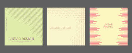 A set of abstract geometric patterns of parallel lines. Template for postcards, posters, covers, interior and creative designのイラスト素材