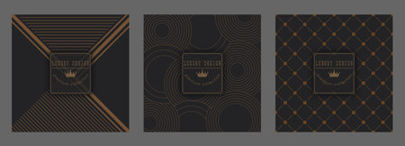 Premium pattern on a dark background. Exclusive luxury template for covers, interior, packaging and creative ideasのイラスト素材