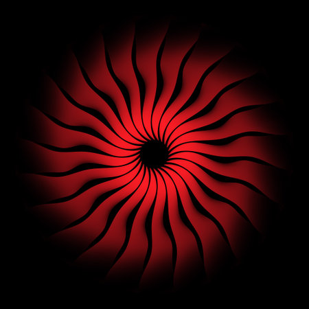 Design of a circle of wavy lines. Red circular figure, a template for creative ideas, creativity and designのイラスト素材