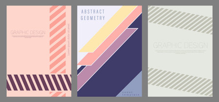 A set of abstract geometric shapes. Template for postcards, posters, covers, interior and creative designのイラスト素材