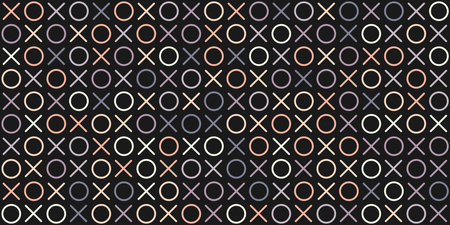 Tic-tac-toe. Seamless pattern of circles and intersecting lines for the design and decoration of textiles, fabrics, packaging, backgrounds, decorations and creative designのイラスト素材