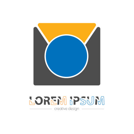 Company logo. A circle in a compound square. Template for a brand, sticker. Business ID for a business card, letterhead. Preparation of corporate identityのイラスト素材