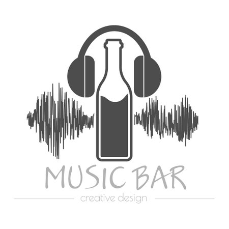 Music logo. Monochrome template for sticker, business card, letterhead and creative designのイラスト素材