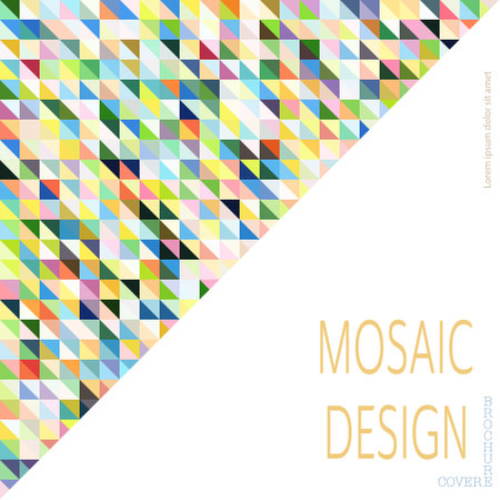 Mosaic of multicolored triangles. layout for background, cover, screensaver, website and creative idea. The idea of interior design, corporate style and decorative creativityのイラスト素材