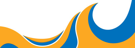 Color wave. Blue and orange dynamic shapes. Template for banners, covers, posters, flyers and creative ideasのイラスト素材