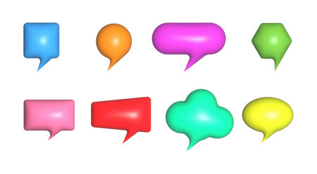 A set of 3D bubbles for text. A large chat or message windowのイラスト素材