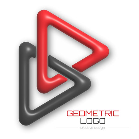 3d geometric logo. A template for a brand, sticker, sticker, or pictogram. Social network icon, identifier, corporate design ideaのイラスト素材