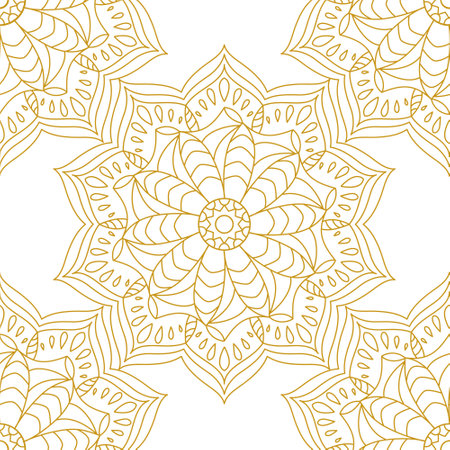Seamless circular ornament in ethnic style. Decorative pattern in mandala style for creative ideas of textile decoration, packaging of simple backgrounds and creative designのイラスト素材