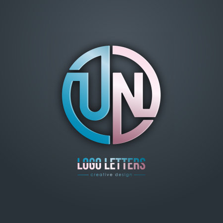 The design of the letters U and N. A logo template for a business card, corporate design, recognizable element of a brand or corporation. The idea of thematic creativityのイラスト素材