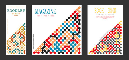 Geometric composition. A set of colored cover pages for a book, a catalog magazine. A template for a banner, poster and brochure. An abstract version of modern designのイラスト素材
