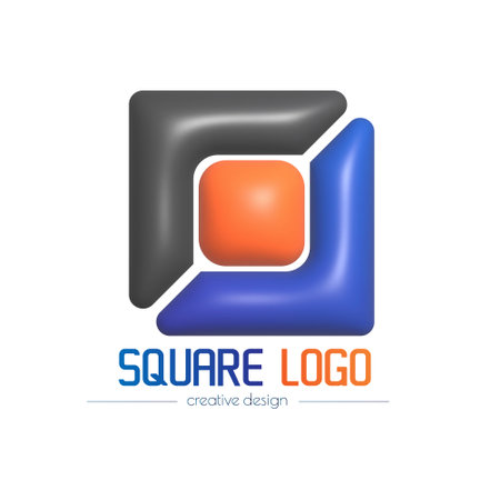 3d square logo. A template for a brand, ID, sticker, sticker, or pictogram. Social network icon, corporate design ideaのイラスト素材