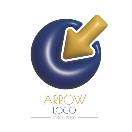 3d arrow logo. A template for a brand, ID, sticker, sticker, or pictogram. Social network icon, corporate design ideaのイラスト素材