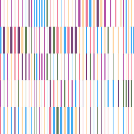 Colorful geometric composition. Vertical lines of different thickness. Seamless layout for textures, wallpapers, covers, clothes and simple backgroundsのイラスト素材