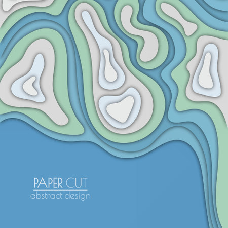 3d layout of the cover, banner, leaflet in the style of cut paper. Abstract smooth shapes create the effect of multi-layered elevation. Abstract background for creative design and creative ideaのイラスト素材