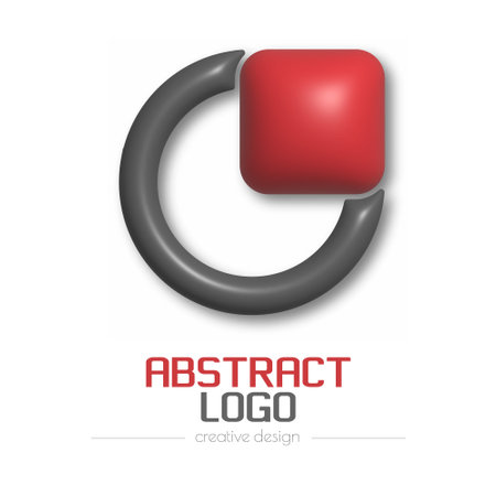 3d logo with circle and square. A template for a brand, sticker, sticker, or pictogram. Social network icon, ID, corporate design ideaのイラスト素材