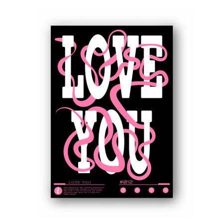 Love you. A stylized template for a poster, billboard, interior decoration, lettering for a print on a T-shirt. The idea of creative designのイラスト素材