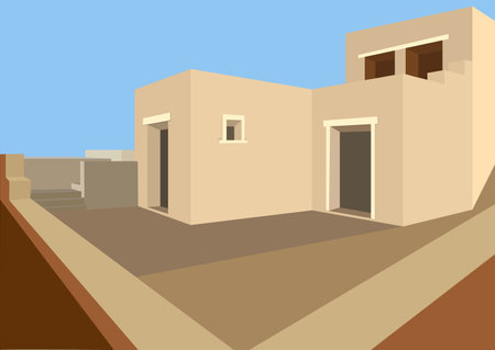Simplified facade of buildings. Minimalistic abstract style. Template for posters, prints, interior design and creative ideasのイラスト素材