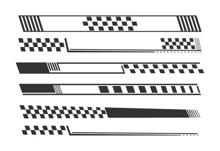 A set of monochrome stickers, patches or banners for tuning, clothing, prints and thematic designのイラスト素材