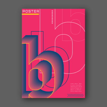Stylized lowercase letter B. Template for poster, poster, cover, interior design. The idea of creative designのイラスト素材