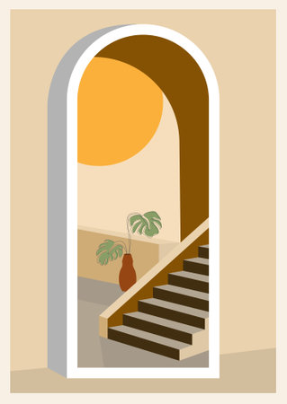 The view from the window. A minimalist poster for prints, interior design and aesthetic visualizationのイラスト素材