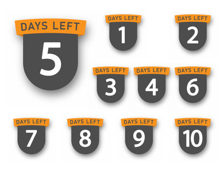 Days Left. A set of countdown icons. A banner with the number of days before the start of the sale. Label for website, advertising, marketingのイラスト素材