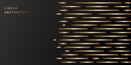 Abstract linear background. Golden lines and on a dark background. The idea of creative interior design, wallpaper, packaging. A template for creativityのイラスト素材