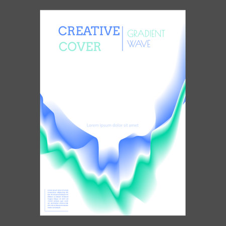 Colorful gradient wave. Abstract color shape with color change. creative template for interior design, posters, banners, covers and printsのイラスト素材