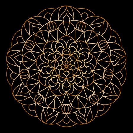 Premium mandala pattern. Golden circle ornament. A design element for a creative ideaのイラスト素材
