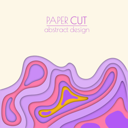 3d layout of the cover, banner, leaflet in the style of cut paper. Abstract smooth shapes create the effect of depth and space. Abstract background for creative design and creative ideaのイラスト素材