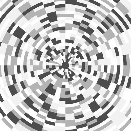 Radial background. Circular checkered pattern in shades of gray. The idea of creative designのイラスト素材